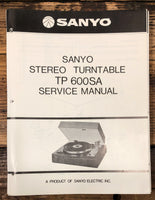 Sanyo TP 600SA Turntable  Service Manual *Original*