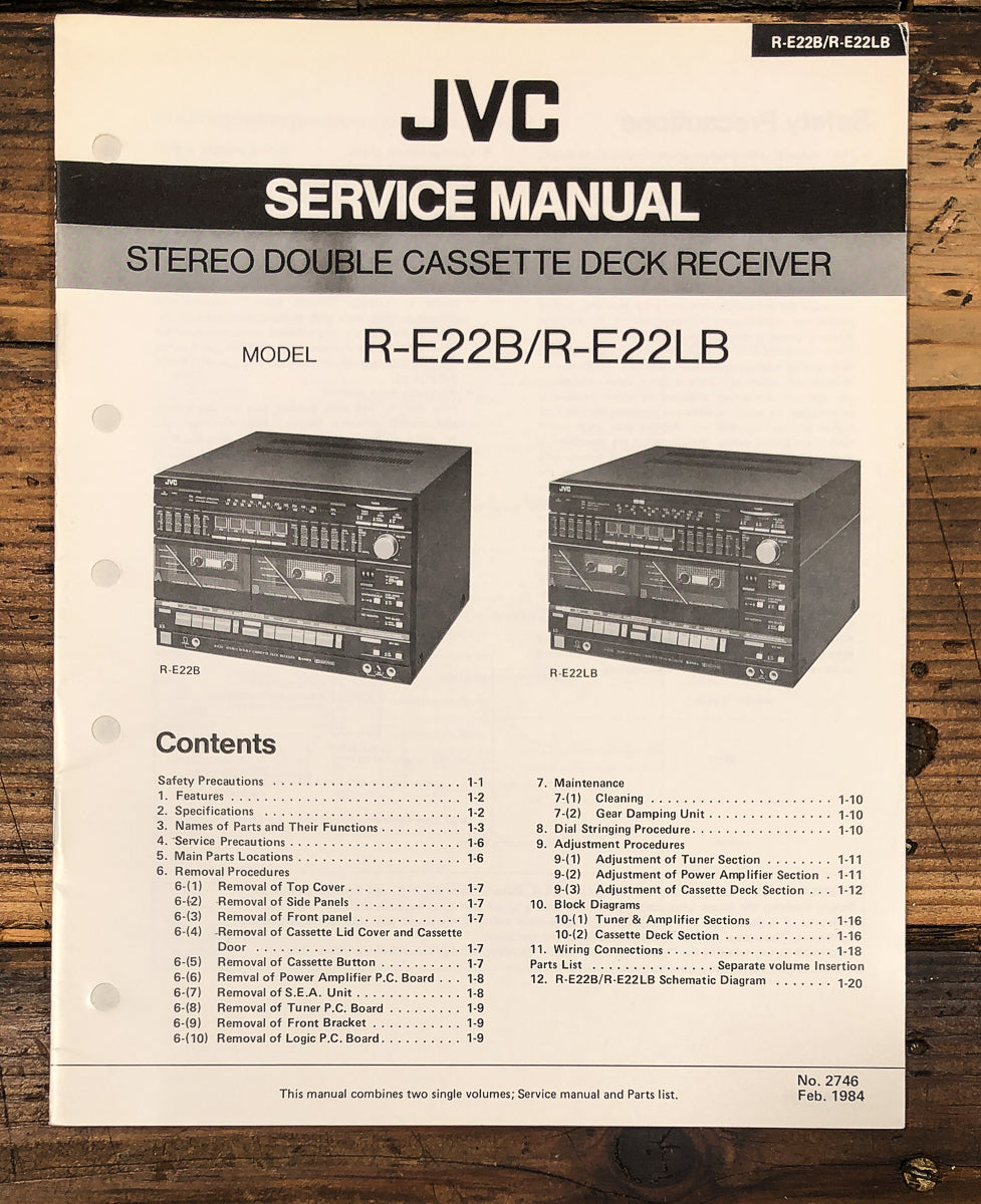 JVC R-E22B -E22LB Receiver Service Manual *Original*