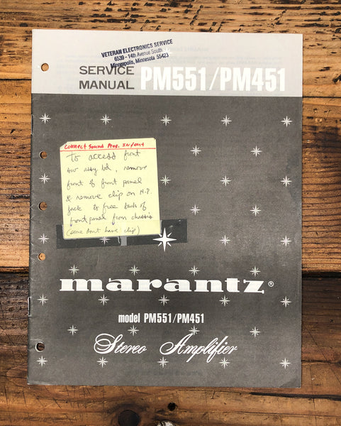 Marantz PM551 PM451 Amplifier  Service Manual *Original*