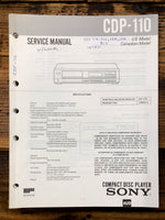 Sony CDP-110 CD Player  Service Manual *Original*