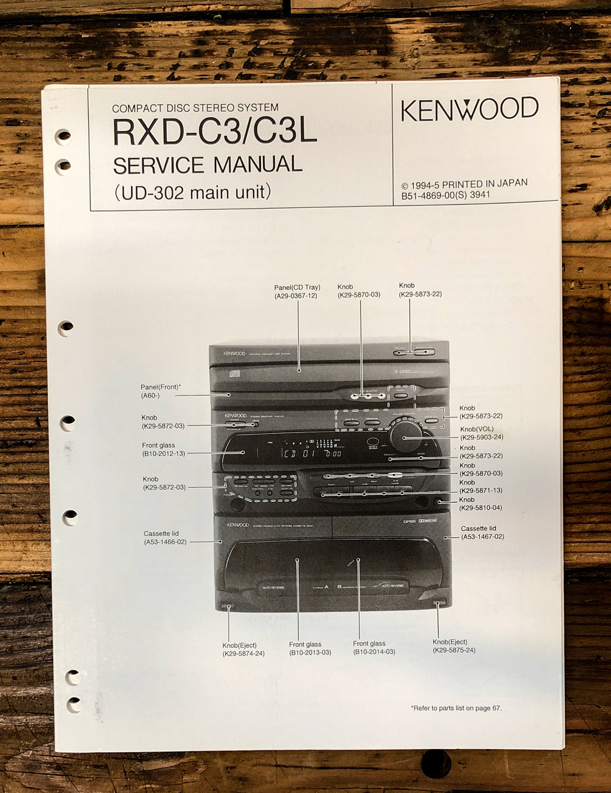 Kenwood RXD-C3 RXD-C3L Stereo  Service Manual *Original*