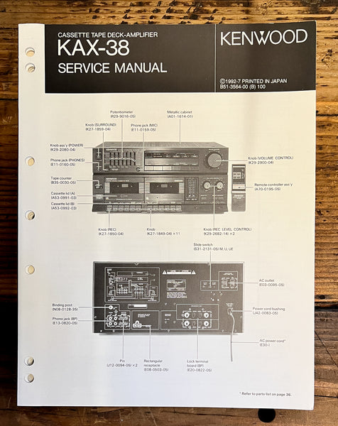 Kenwood KAX-38 Stereo  Service Manual *Original*