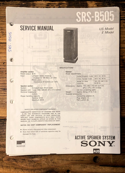 Sony SRS-B505 Speaker  Service Manual *Original*