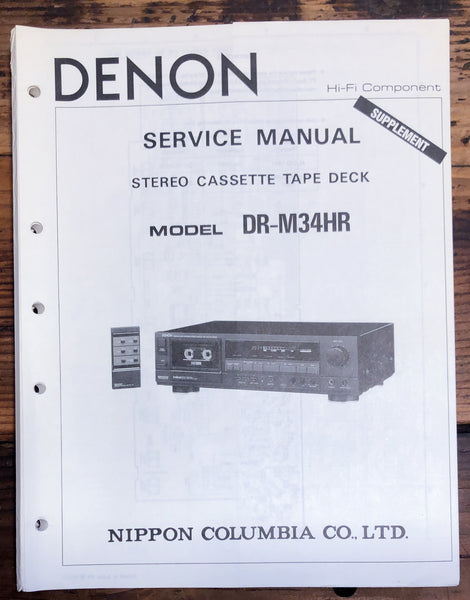 Denon DR-M34HR DR-M34 HR Cassette Supplement Service Manual *Original*