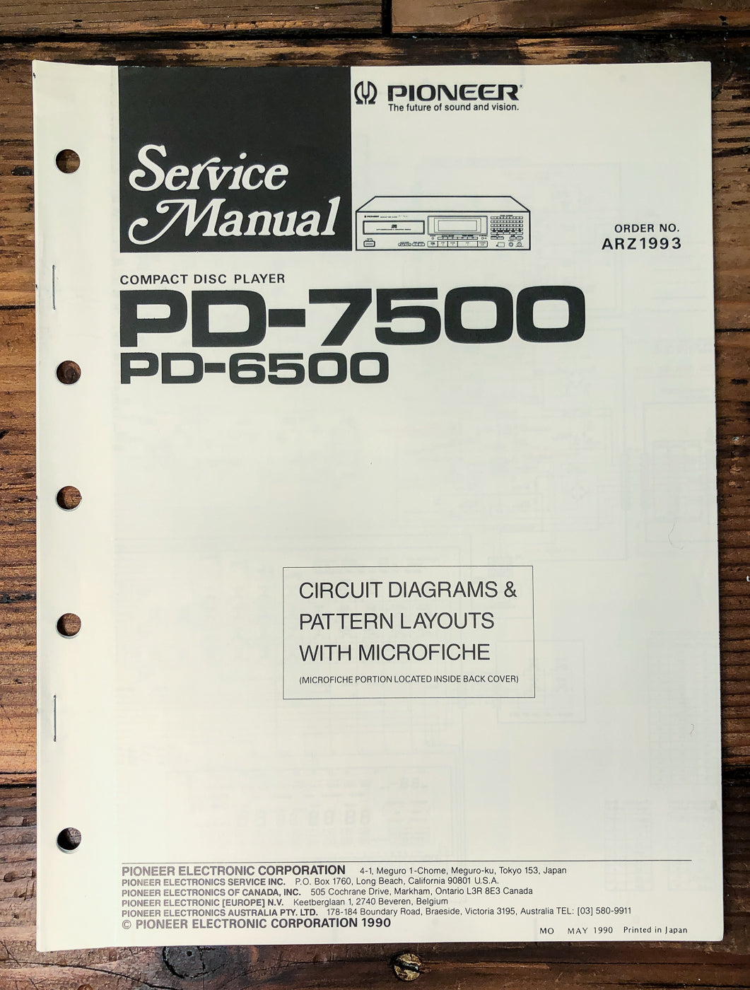 Pioneer PD-7500 PD-6500 CD Player Service Manual *Original*