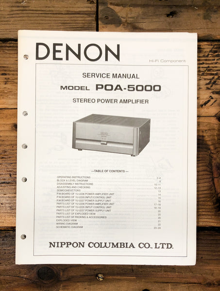 Denon POA-5000 Amplifier  Service Manual *Original*