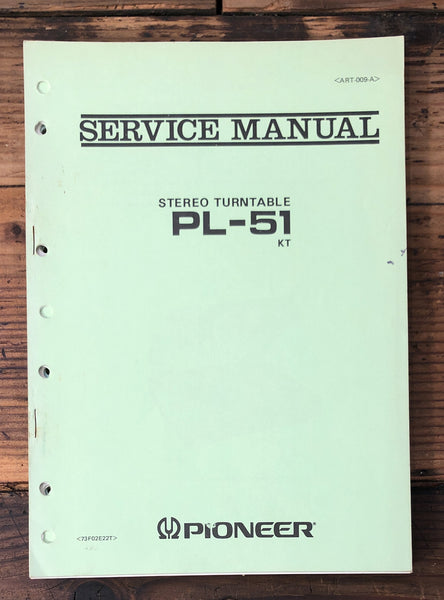 Pioneer PL-51 Record Player / Turntable  Service Manual *Original*