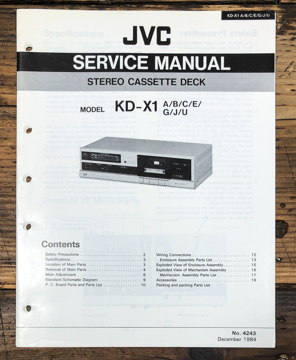 JVC KD-X1 Cassette Service Manual *Original*