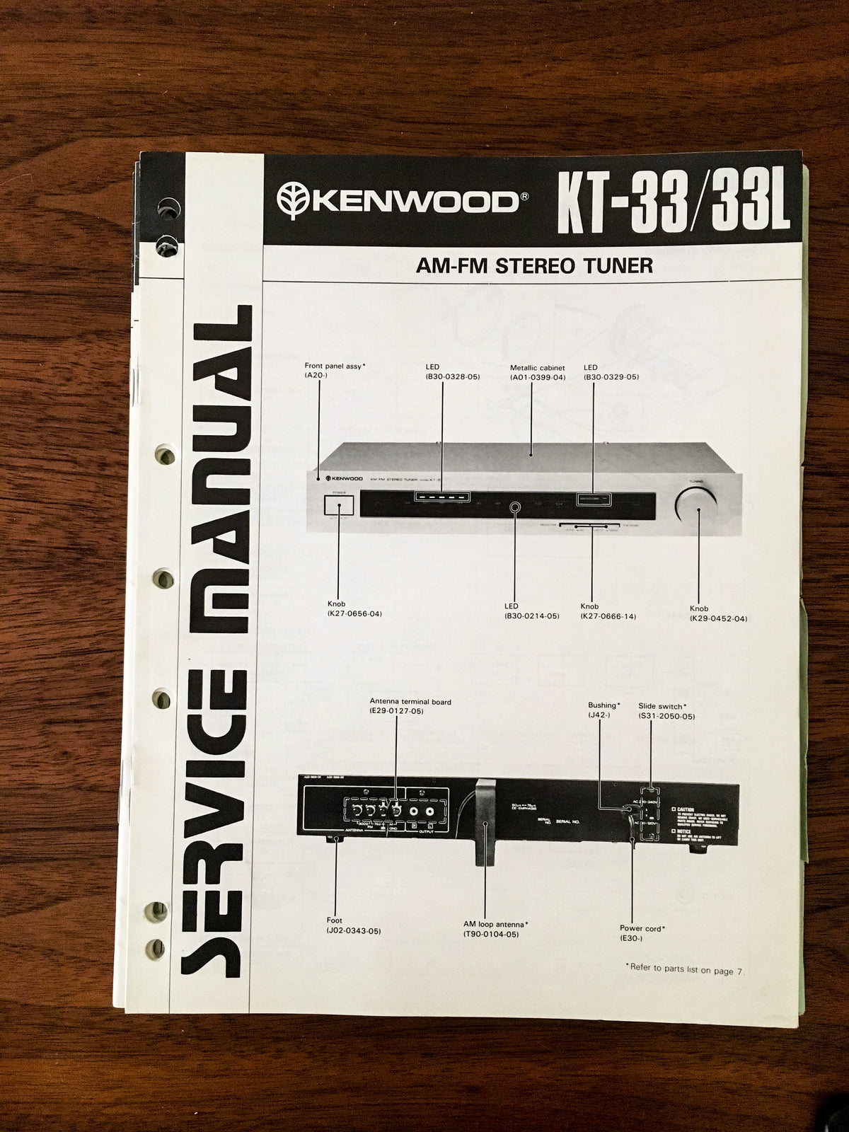 Kenwood KT-33 KT-33L TUNER Service Manual *Original*