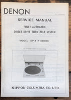 Denon DP-11F Record Player / Turntable Service Manual *Original*