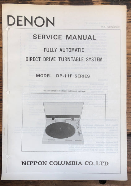 Denon DP-11F Record Player / Turntable Service Manual *Original*