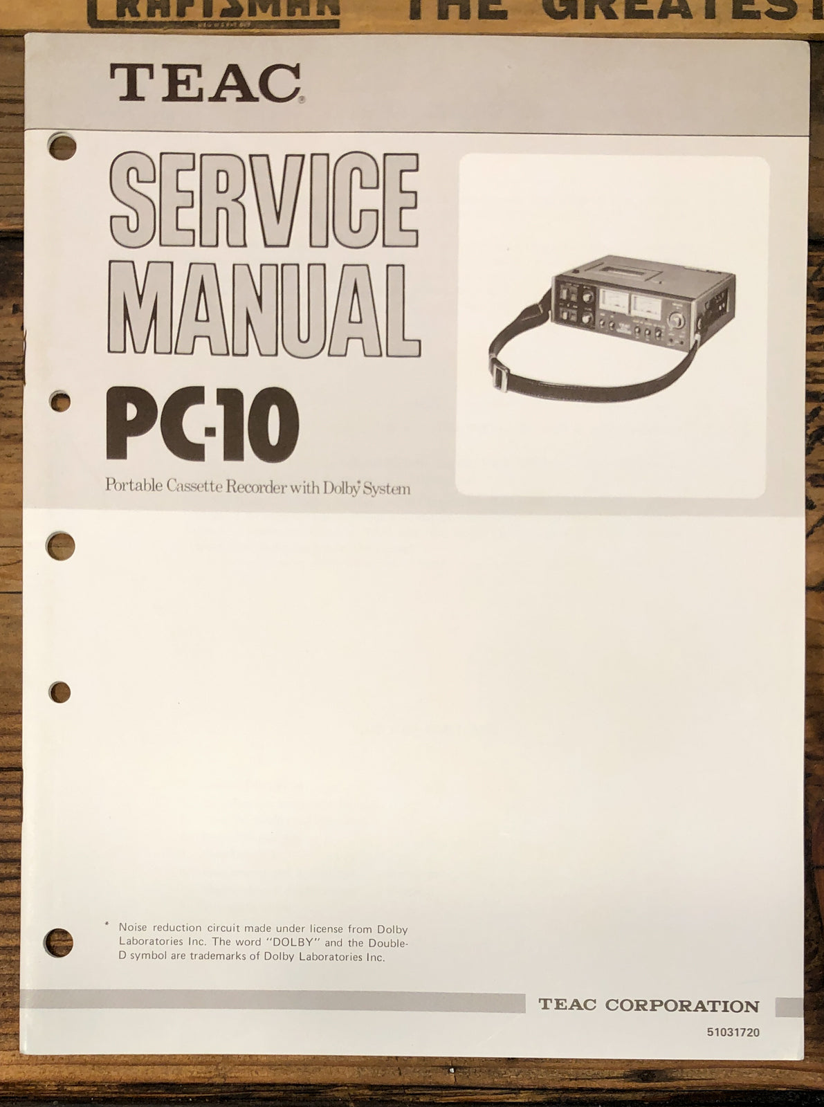 TEAC PC-10 Portable Cassette  Service Manual *Original*