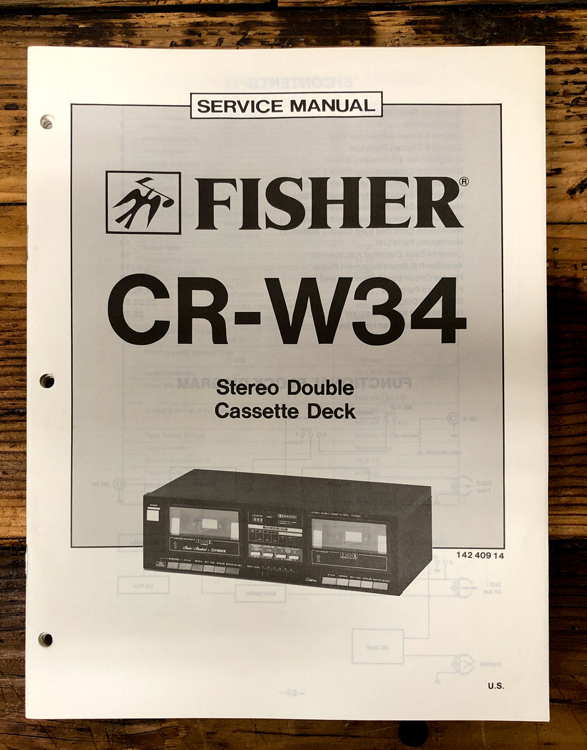 Fisher CR-W34 Cassette Deck  Service Manual *Original*