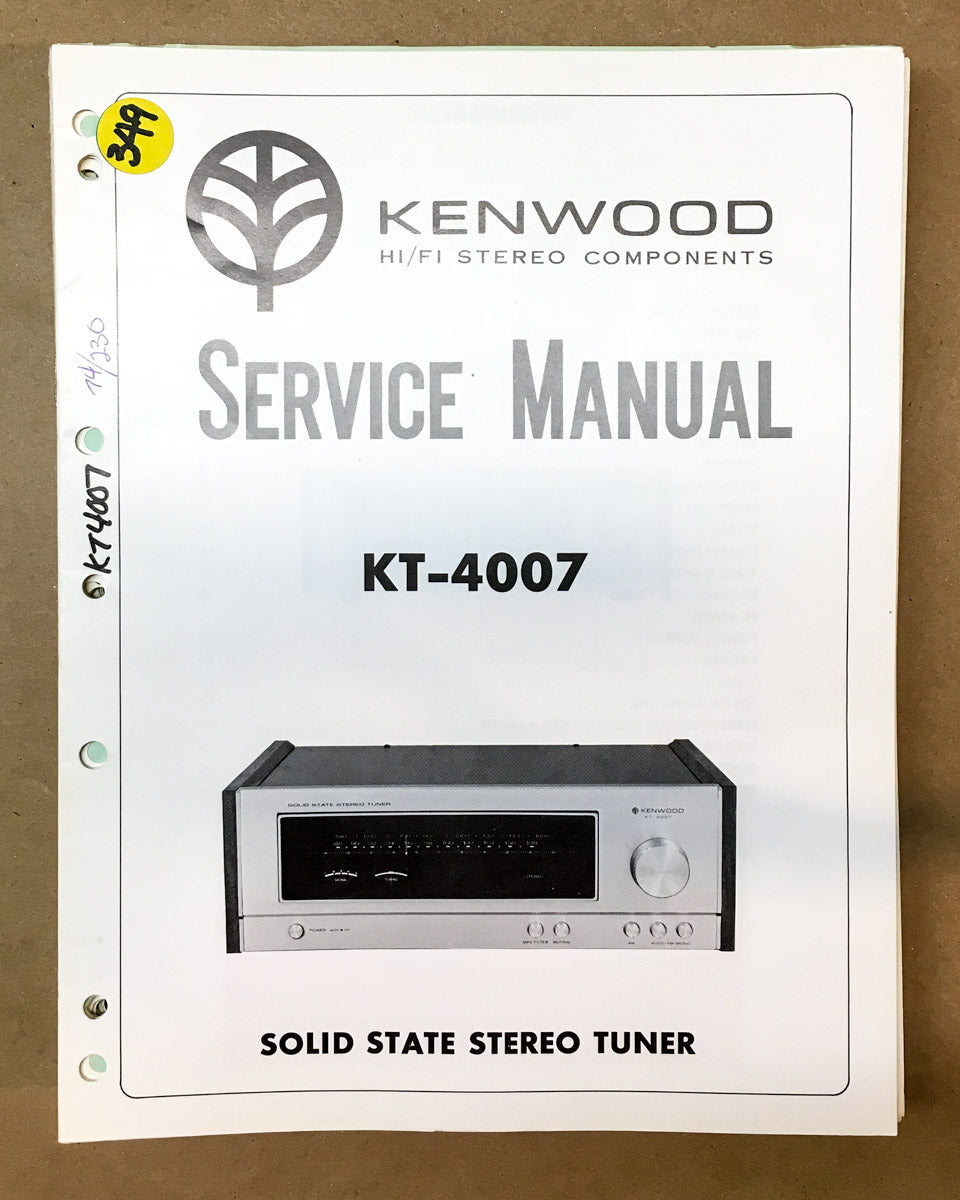 Kenwood KT-4007 Tuner  Service Manual *Original*