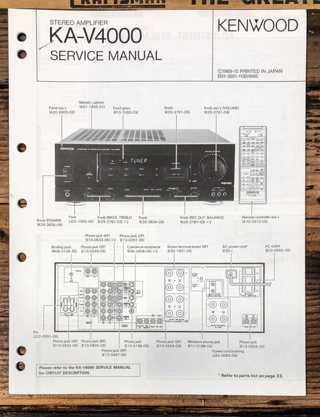 Kenwood KA-V4000 Amplifier  Service Manual *Original*