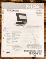 Sony PS-LX55 II / 2 Record Player / Turntable  Service Manual *Original*