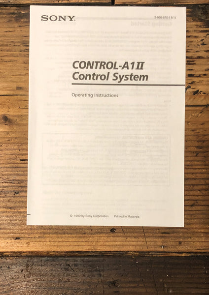 Sony Control-A1 II   Owner / User Manual *Original*