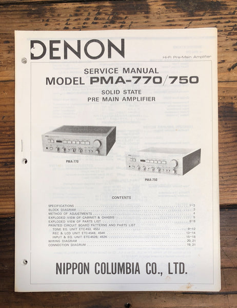 Denon PMA-750 PMA-770 Amplifier  Service Manual *Original*