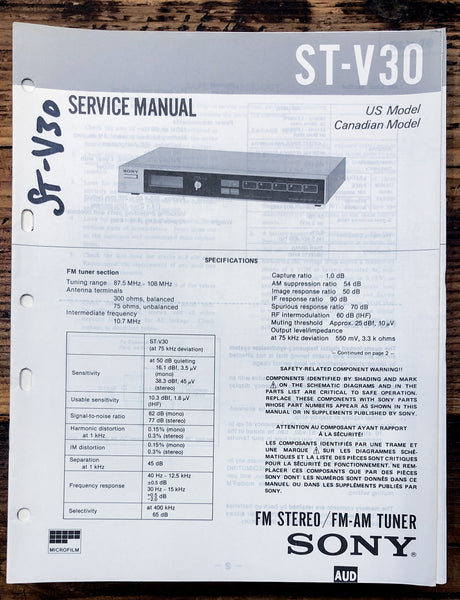 Sony ST-V30 Tuner  Service Manual *Original*