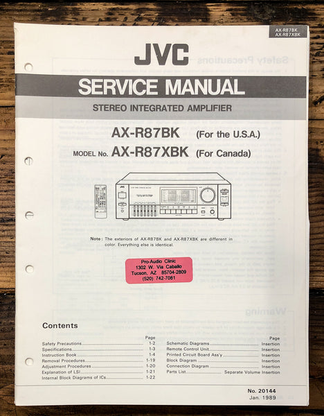 JVC AX-R87 BK XBK Amplifier  Service Manual *Original*