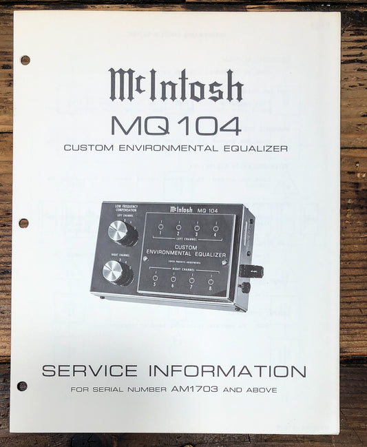 McIntosh MQ-104 MQ104 Equalizer AM1703 + Service Manual *Original*