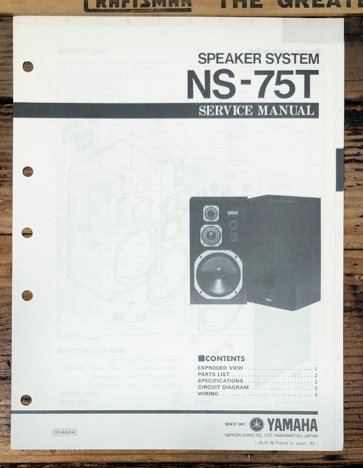 Yamaha NS-75T Speaker  Service Manual *Original*