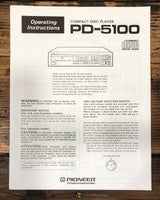 Pioneer PD-5100 CD Player Owners / User Manual *Original*