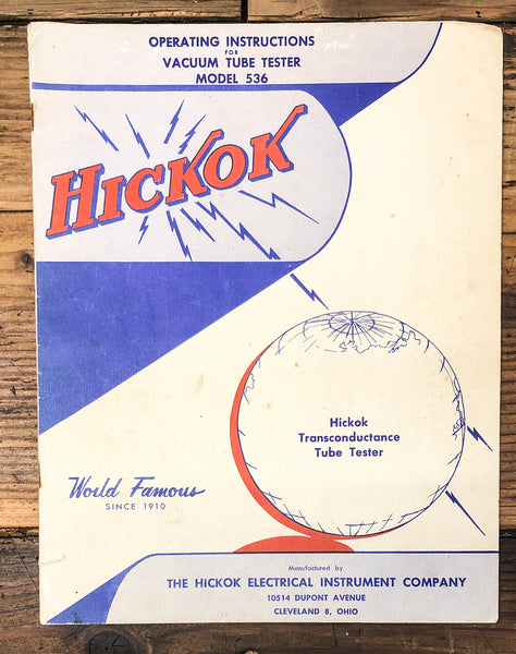 Hickok Model 536 Tube Tester  Owner / User Manual *Original*