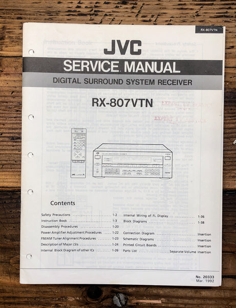 JVC RX-807VTN Receiver  Service Manual *Original*