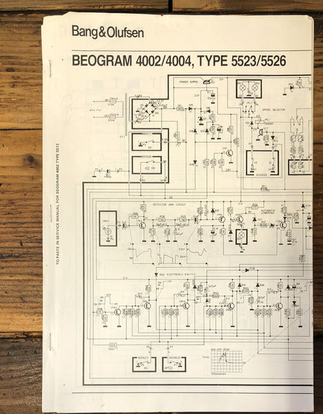 B&O Bang Olufsen Model 4002 4004  15 pg Schematic & Parts List   *Original*