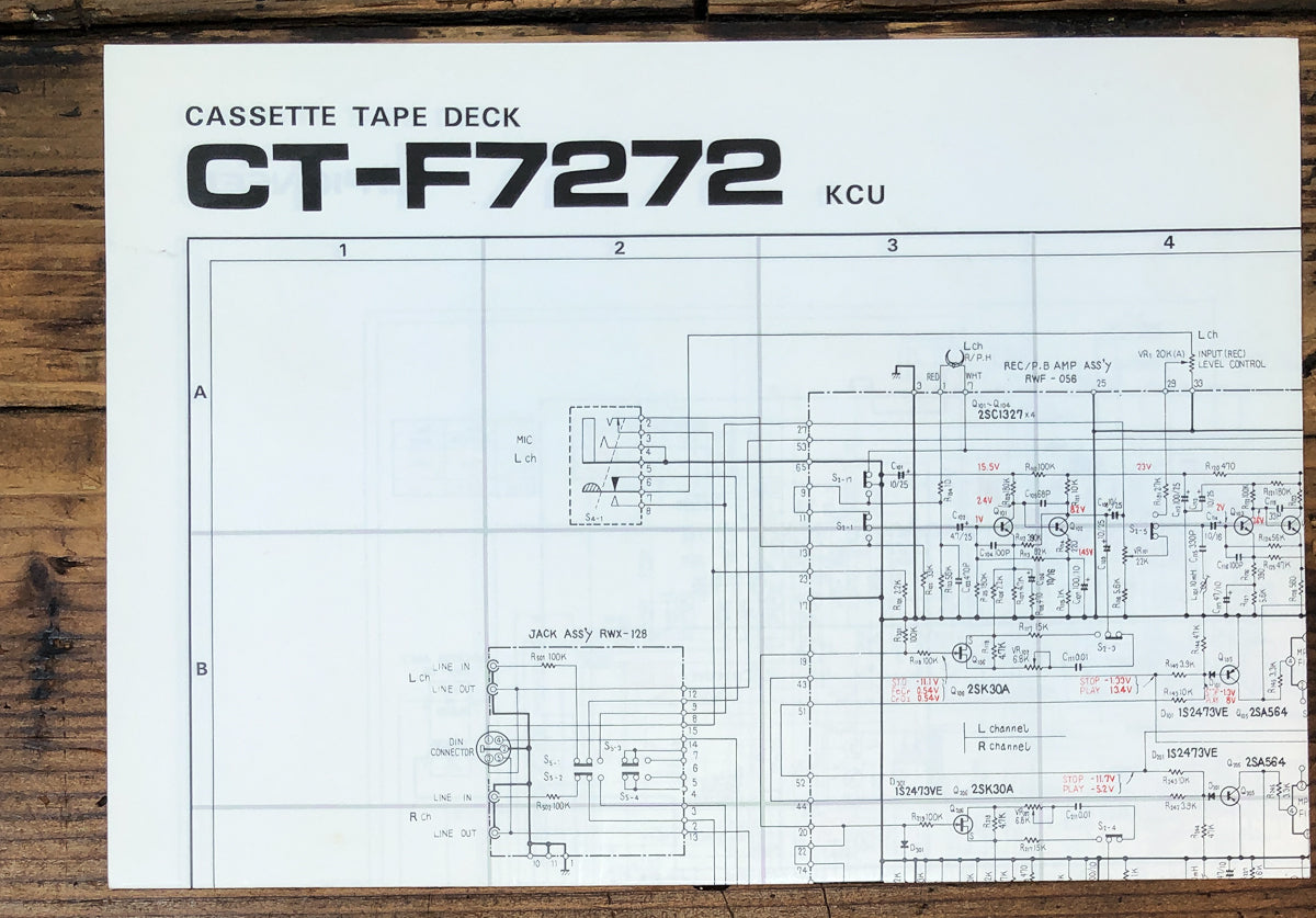 Pioneer CT-F7272 Cassette Fold Out Schematic *Original*