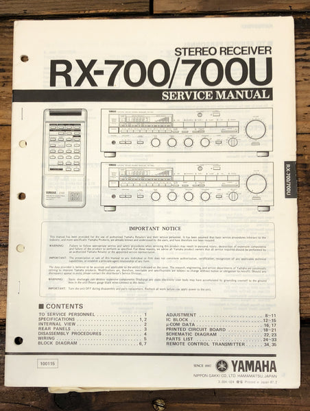 Yamaha RX-700 RX-700U Receiver  Service Manual *Original*
