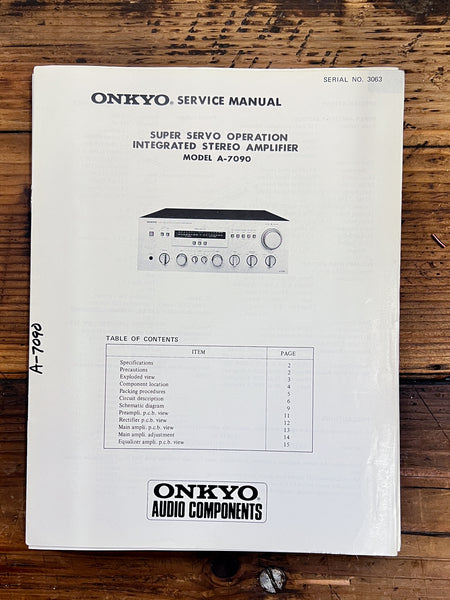 Sony A-7090 Amplifier  Service Manual *Original*
