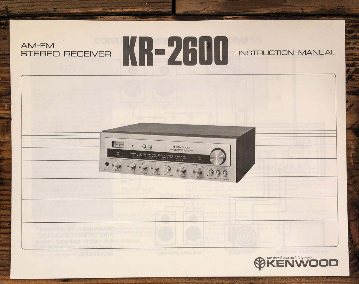 Kenwood KR-2600 Receiver Owners / User Manual *Original*