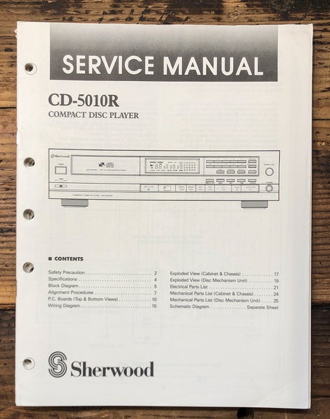 Sherwood CD-5010R CD Player  Service Manual *Original*