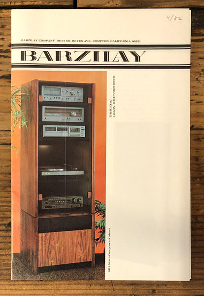 Barzilay 1981 Stereo Console Furniture  6pg Fold Out Dealer Brochure *Orig*