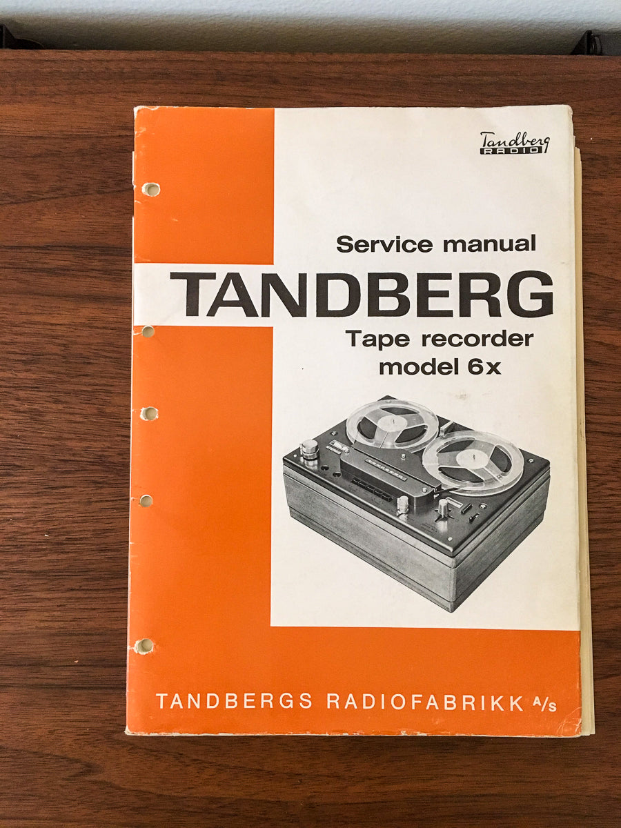 Tandberg Model 6x 6-X Tape Recorder Service Manual *Original* #2