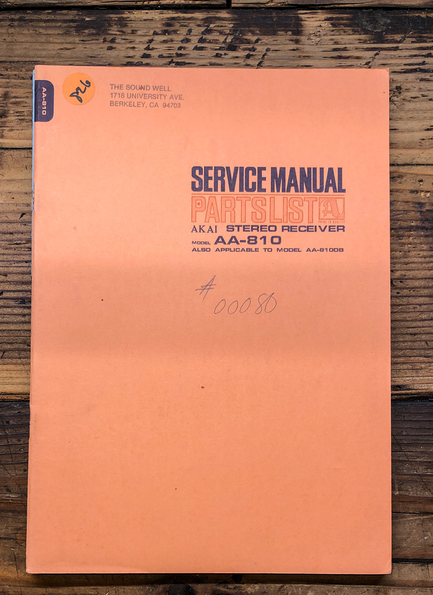 Akai AA-810 Receiver  Service Manual *Original*