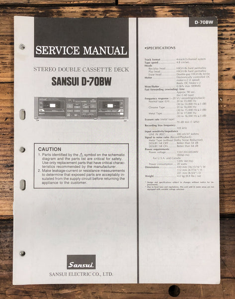 Sansui D-70BW Cassette  Service Manual *Original*