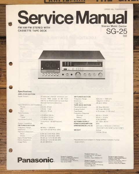 Panasonic SG-25 Stereo Service Manual *Original*