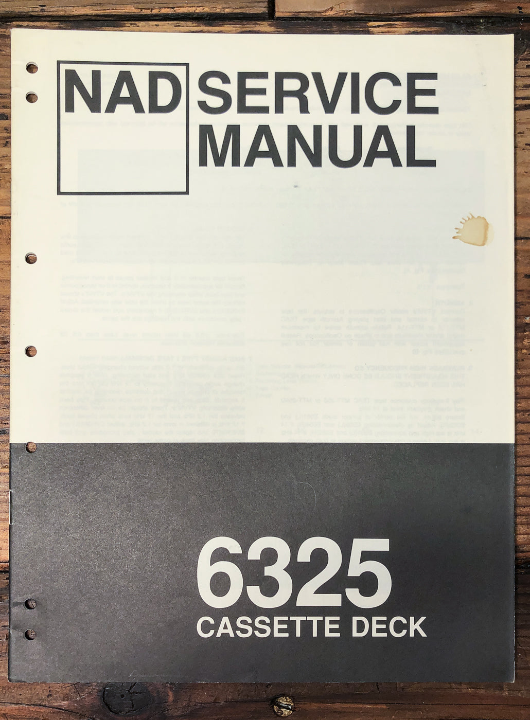 NAD Model 6325 Cassette Deck Service Manual *Original*