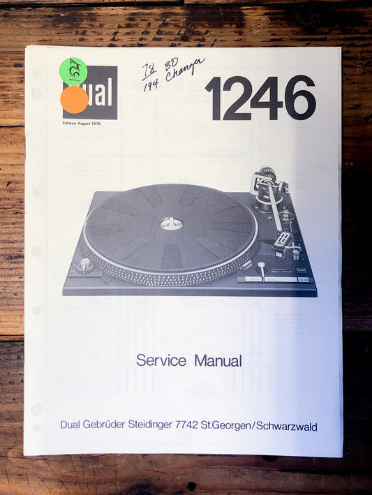 Dual  Model 1246 Record Player / Turntable  Service Manual *Original*