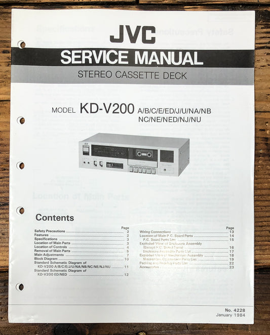 JVC KD-V200 Cassette Service Manual *Original*