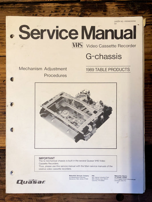 Quasar G-Chassis VCR Mechanism   Service Manual *Original*