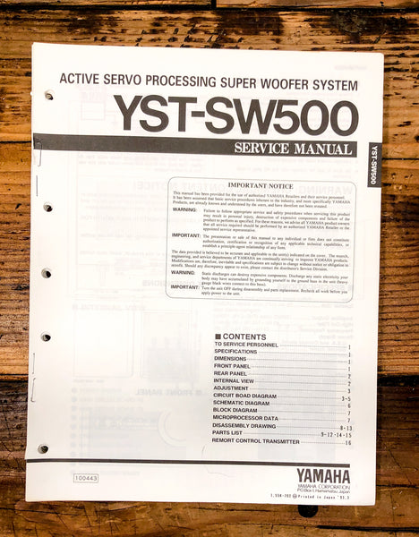 Yamaha YST-SW500 Subwoofer / Speaker  Service Manual *Original*