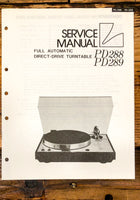 Luxman PD288 PD289 PD-288 PD-289 Turntable Service Manual *Original*