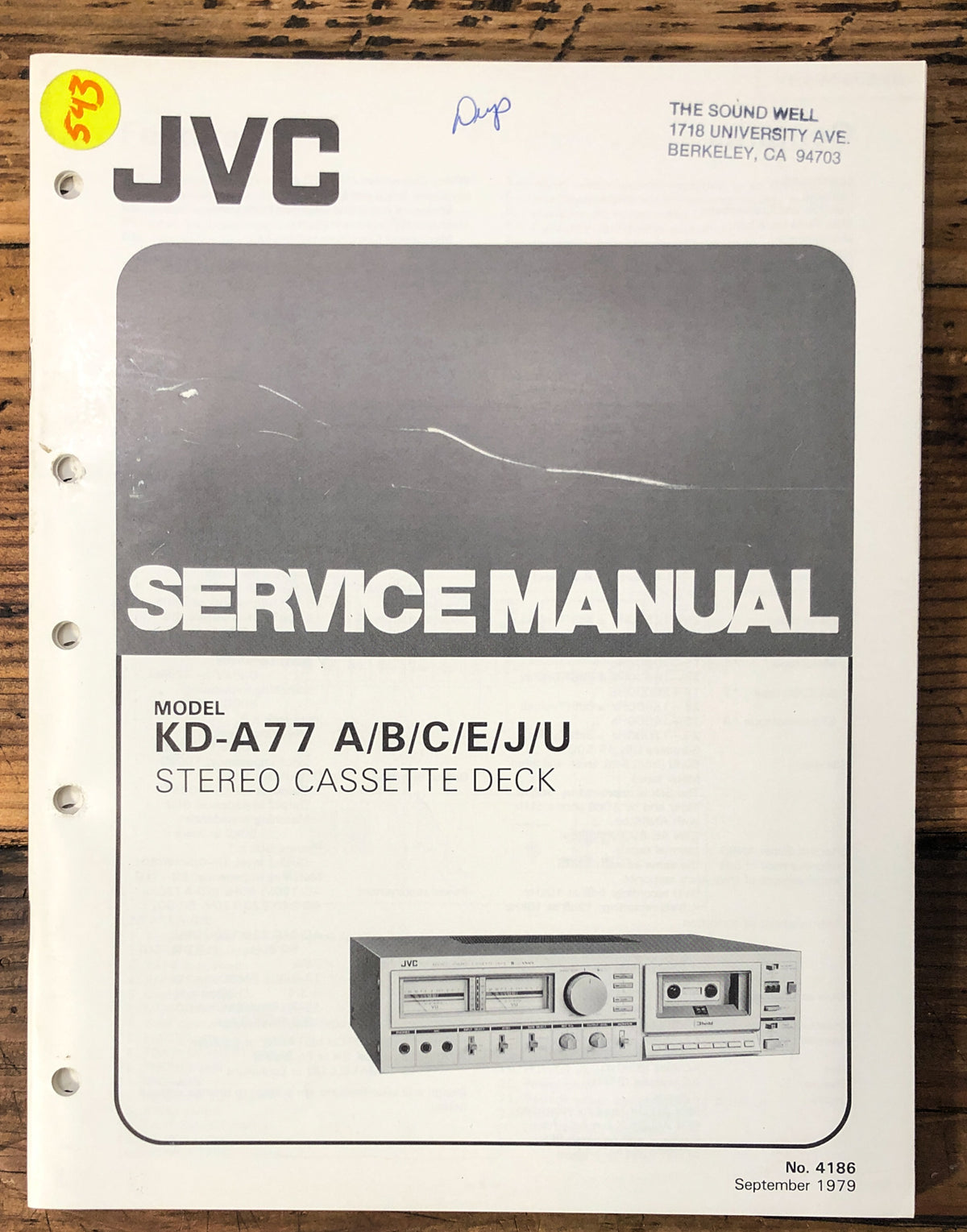 JVC KD-A77 Cassette  Service Manual *Original*