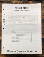 McIntosh MCD7008 MCD-7008 CD Player  Service Manual *Original*