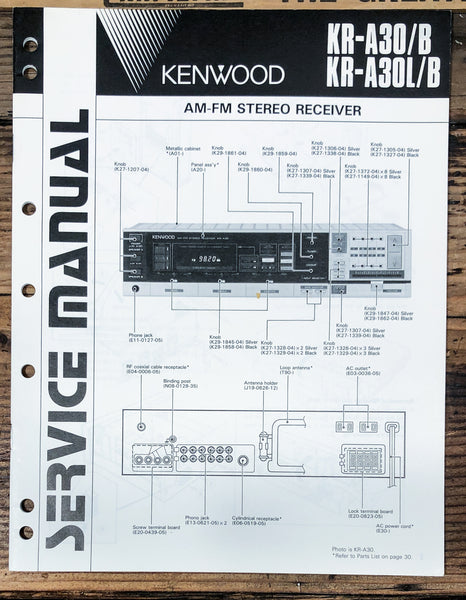 Kenwood KR-A30 -30B KR-A30L Receiver  Service Manual *Original*