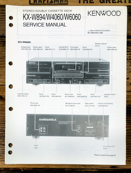 Kenwood KX-W894 KX-W4060 -W6060 Cassette  Service Manual *Original*
